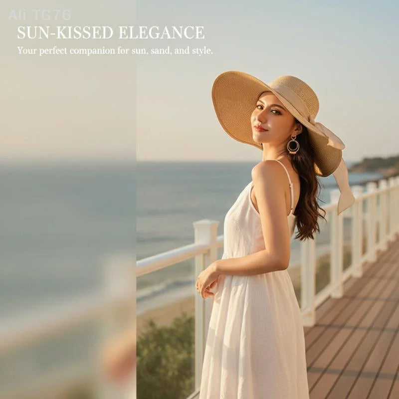 Women's Foldable Straw Sun Hat – Beach Travel Panama Cap
