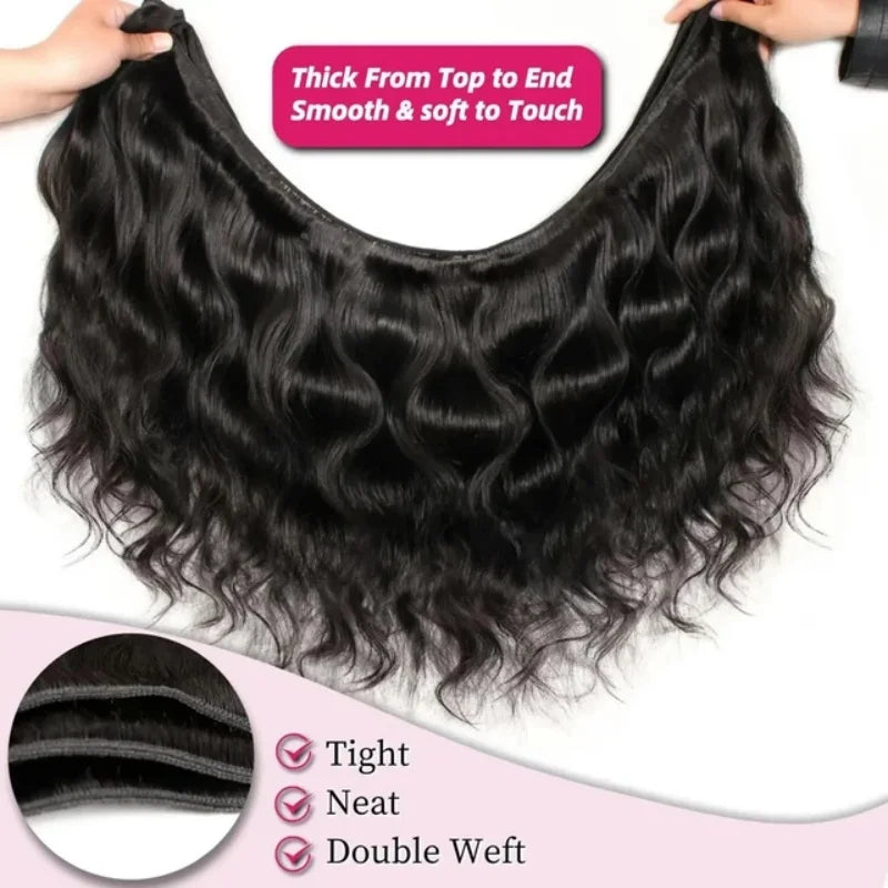 42" Body Wave Brazilian Virgin Hair Bundles | Natural Black 12A