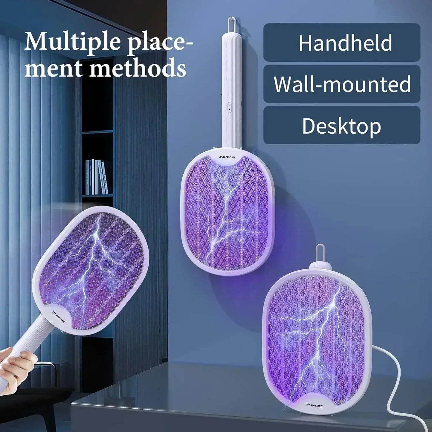 4000V Electric Fly Swatter – Foldable USB Rechargeable Bug Zapper