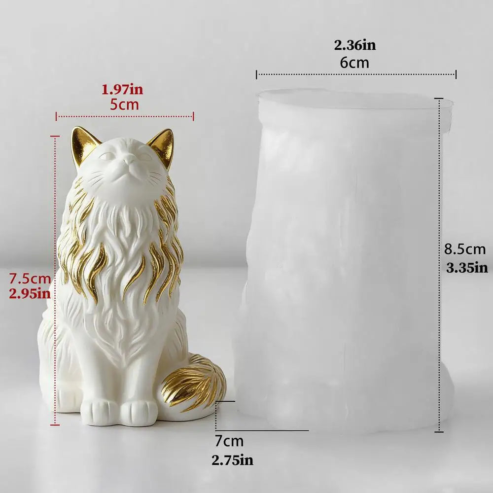 Cat Shape Resin Mold Sitting Concrete Decoration Craft Resin Soap Mold for Home Room Wedding Party Dinner Table Decorations Peaceful Pleasures Health and Wellness A China Mainland