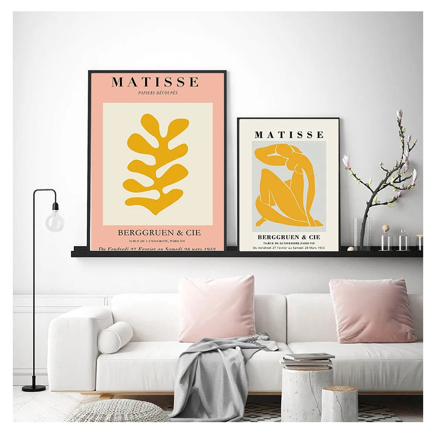Nordic Matisse Leaf & Figure Canvas Wall Art | Living Room