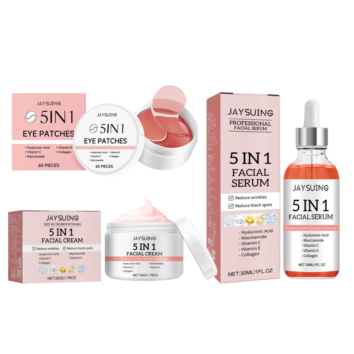 5-in-1 Anti-Aging Skincare Set – Serum, Cream & Eye Patches