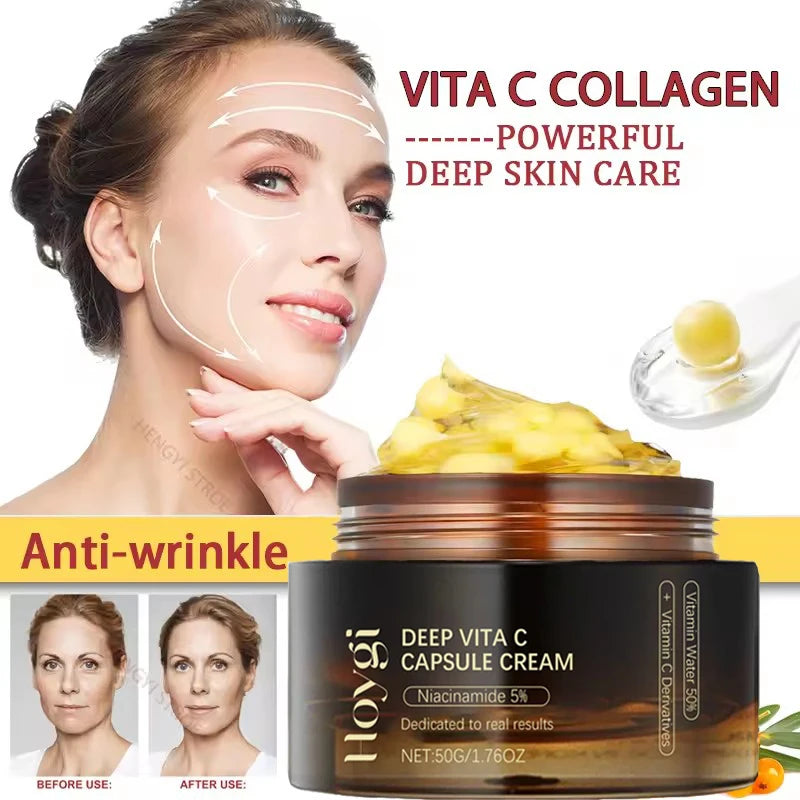 Deep Vita C Capsule Cream Collagen Face Moisturizer Anti Aging Gel Firming Repairing Fade lines Hydrating Skin Care Products Peaceful Pleasures Health and Wellness