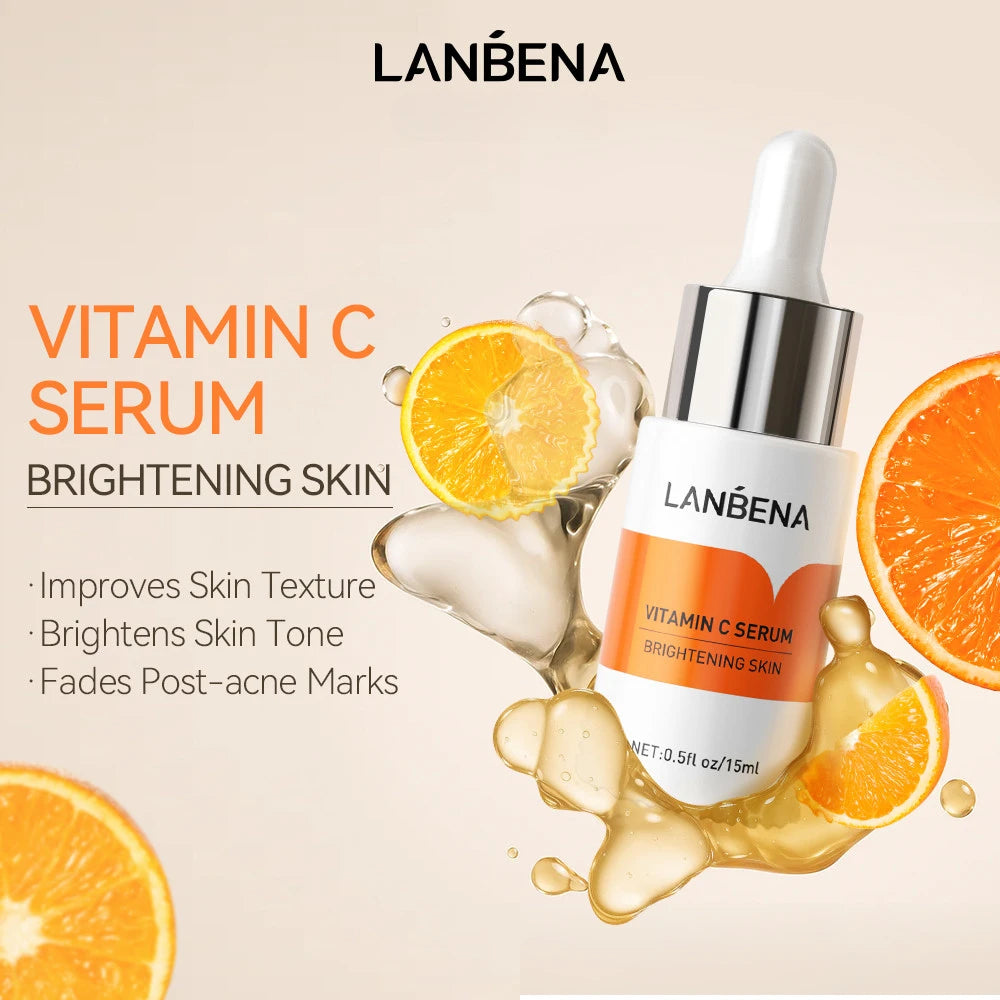 LANBENA Vitamin C Serum For Face Cream Whitening Moisturizing Freckles Remover Fades Spots Skin Care 15ml Peaceful Pleasures Health and Wellness