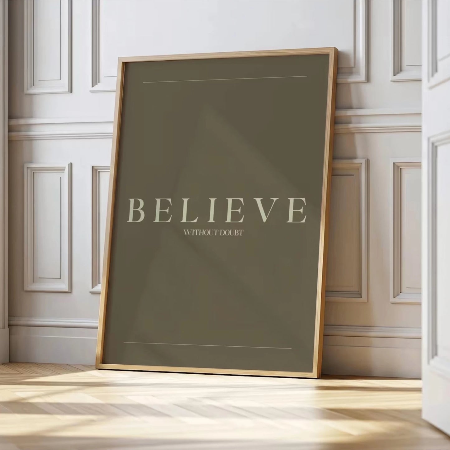 Pray Believe Receive Sage Green Scripture Canvas Wall Art