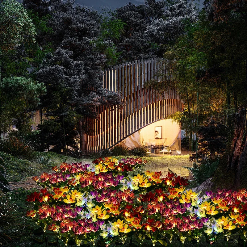 Solar Orchid LED Garden Stake Light | Waterproof Lawn Flower Lamp