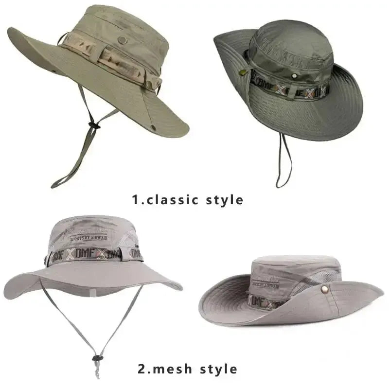 Summer Men Bucket Hat Outdoor UV Protection Wide Brim Panama Safari Hunting Hiking Hat Mesh Fisherman Hat Beach Sunscreen Cap Peaceful Pleasures Health and Wellness