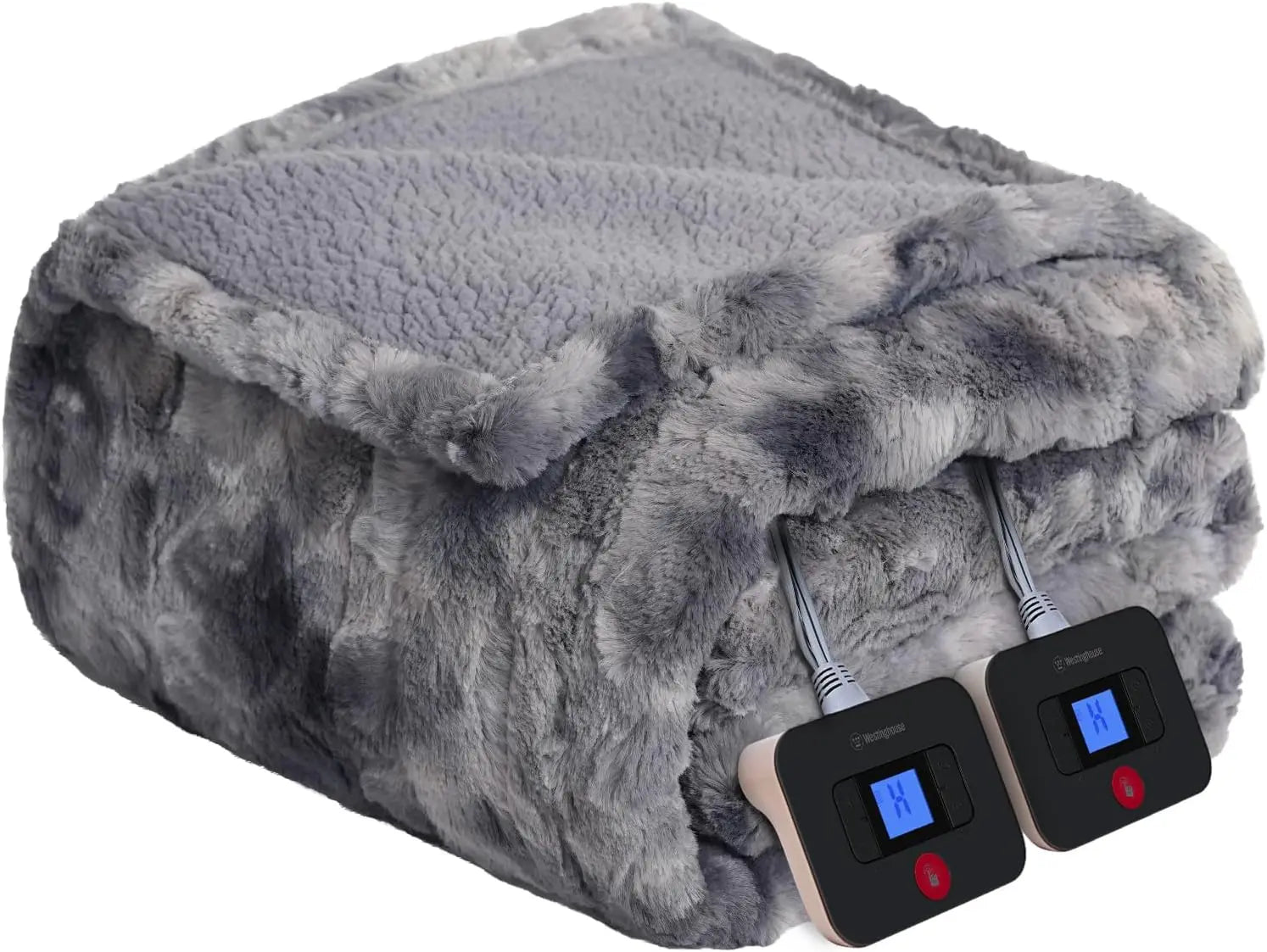 Queen Size Heated Blanket – 10 Heat Levels, Sherpa & Faux Fur (84" x 90", Grey) Peaceful Pleasures Health and Wellness United States