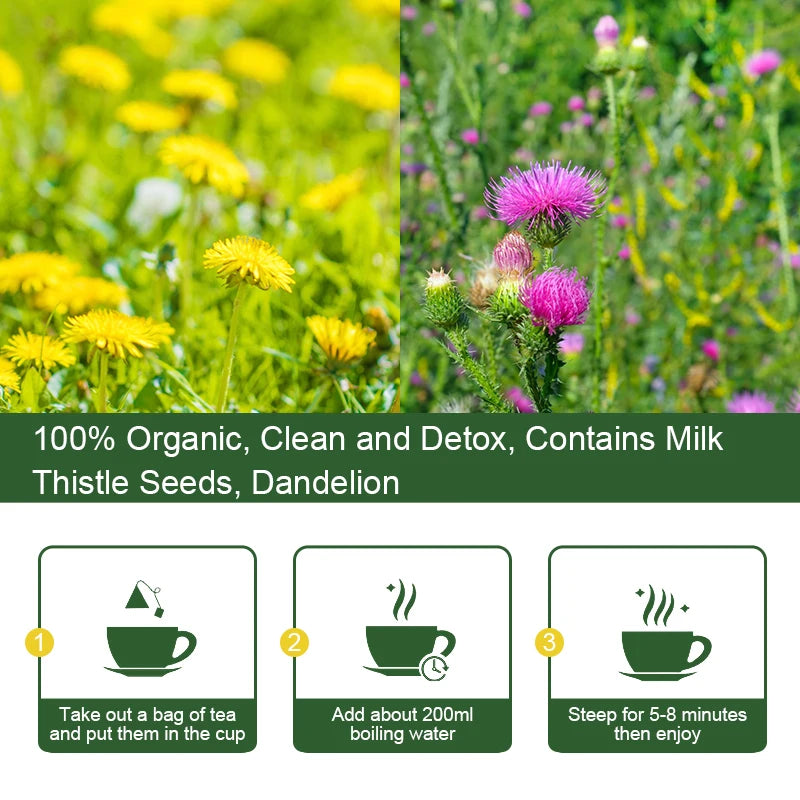 Liver Detox Tea – Dandelion Root, Milk Thistle & Turmeric | 42-Day Supply Peaceful Pleasures Health and Wellness