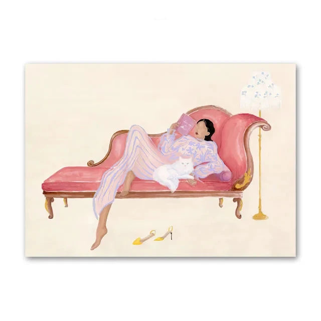 Life Abstract Lines Posters Prints Canvas Painting Wall Art Pictures Living Room Home Decor Crocodile Fish Chair Sofa Colorful Peaceful Pleasures Health and Wellness T80558-04 20x30cm Unframed