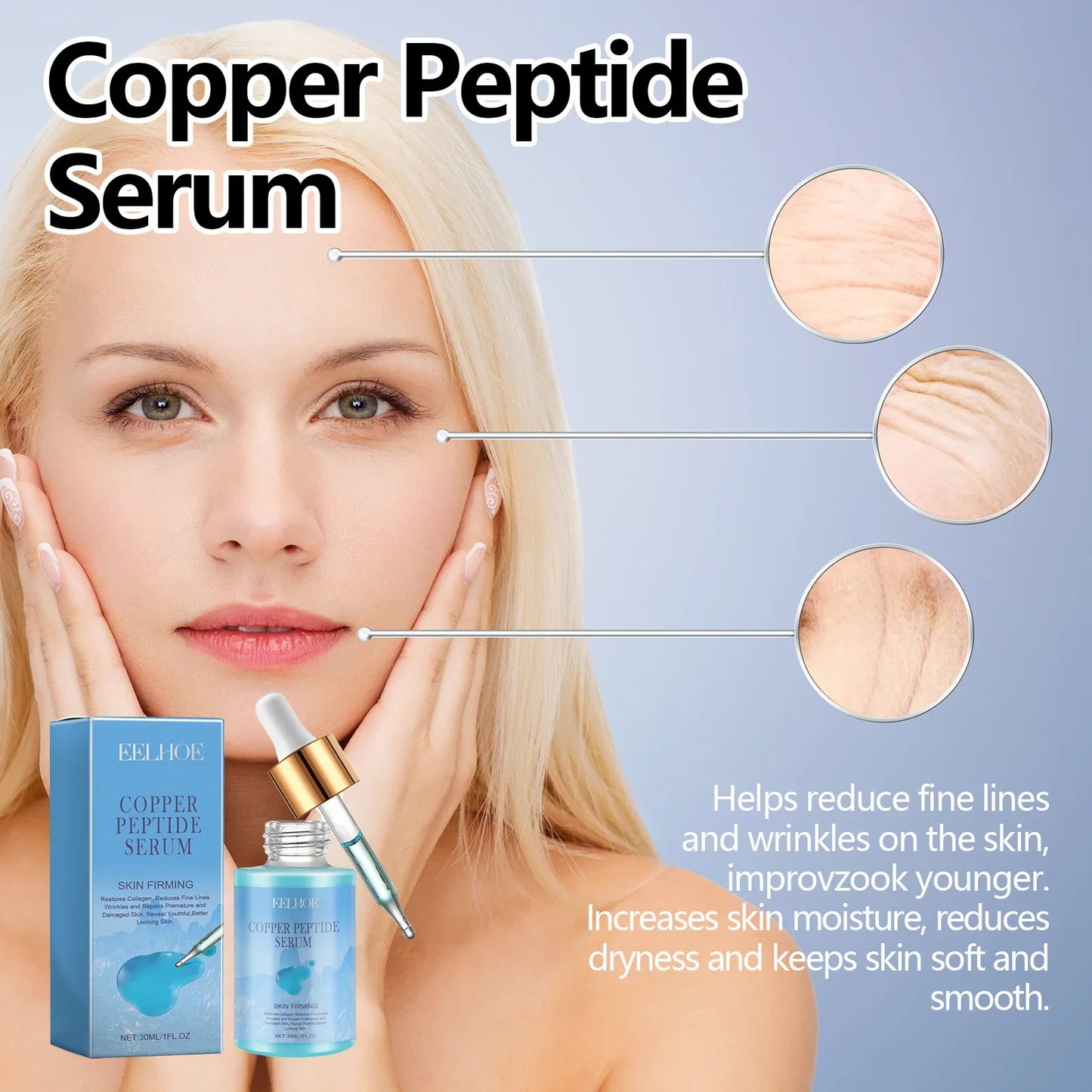 Eelhoe Copper Peptide Face Serum – Fine Lines & Repair 30ml