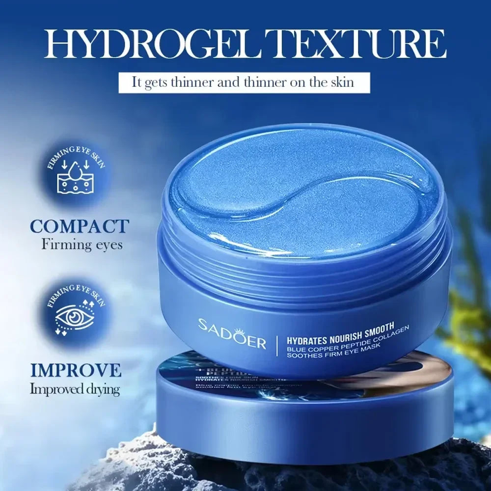 SADOER Caffeine Crystal Collagen Eye Mask Anti Dark Circles Ant -Aging Anti Wrinkles Moisturizing Eye Patche Skin Care 1/2/4pcs Peaceful Pleasures Health and Wellness