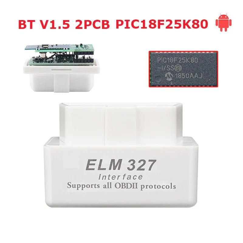 ELM327 V1.5 Bluetooth OBD2 Scanner – PIC18F25K80 Dual PCB