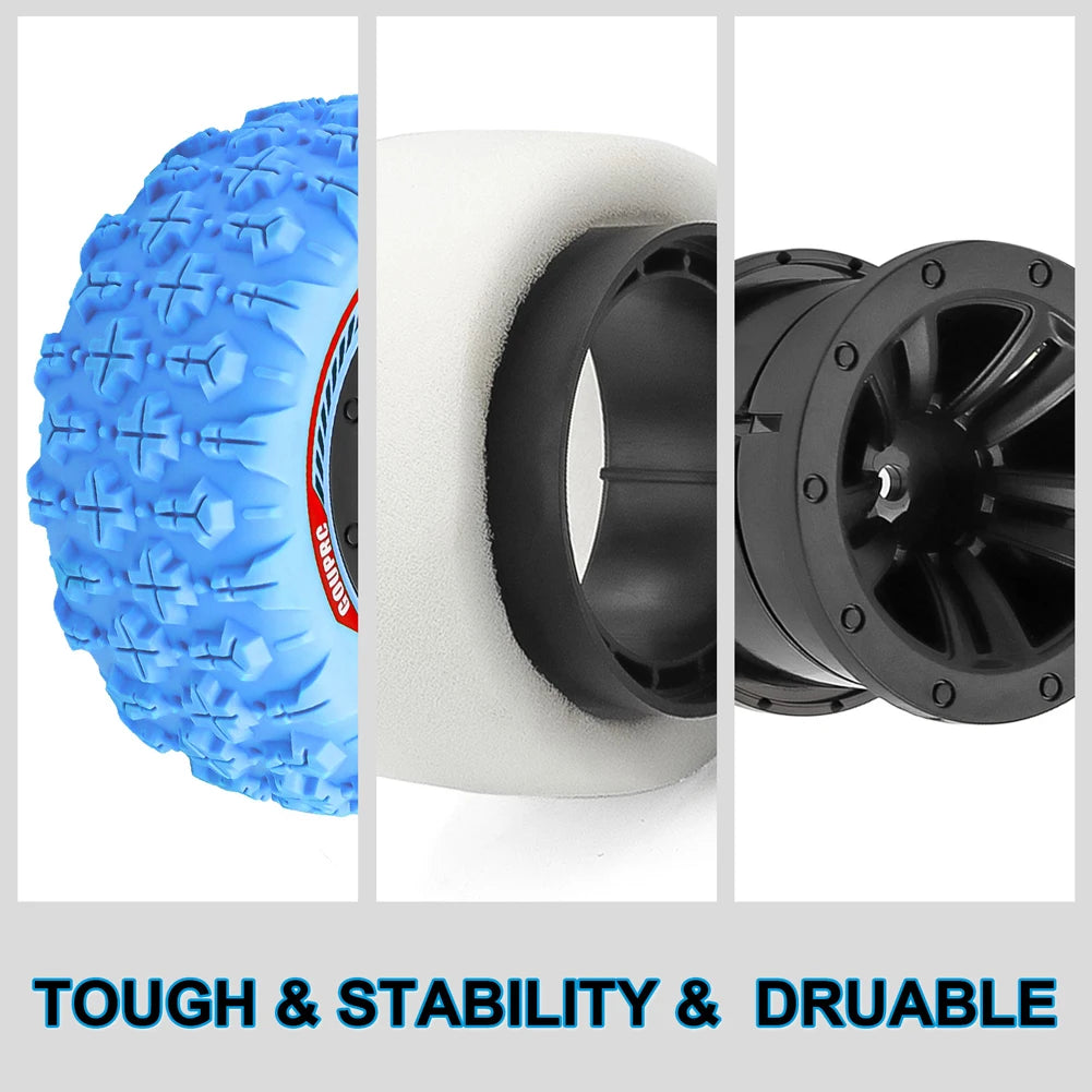 4Pcs 12mm Hex RC Wheels and Tires Swamp Claw Mud Terrain Tires Accessories RC Tires Wheels for 1/14 1/16 RC Car Crawler Peaceful Pleasures Health and Wellness