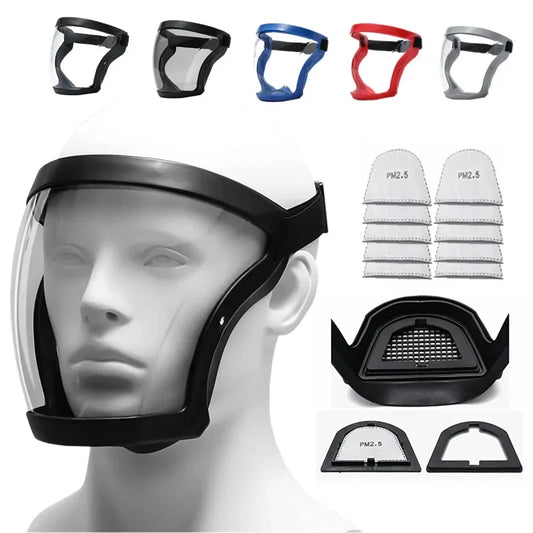 Work Protection Mask Full Face Shield Reusable Home Kitchen Splash Protection Mask Anti-fog Windproof Dustproof Mask With Filter Peaceful Pleasures Health and Wellness