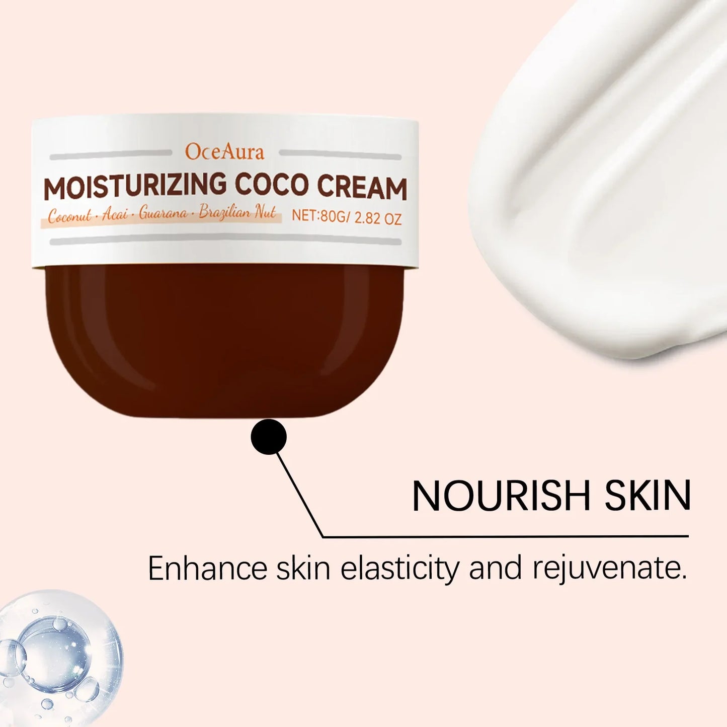 OCEAURA Coconut Oil Body Moisturizing Cream 80g | Firm Skin