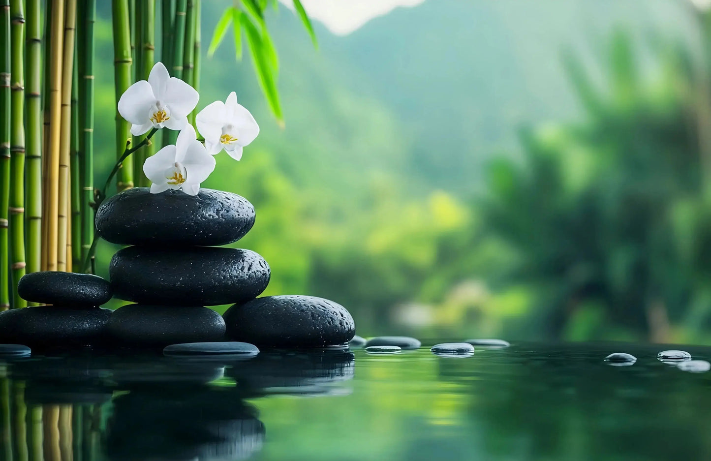 Bamboo Forest Flowers Scenery Canvas Wall Art | Home Décor