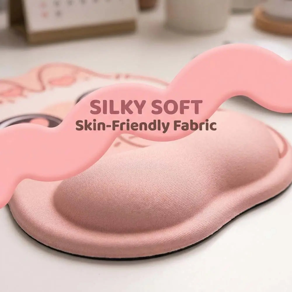 Kawaii Black Cat Mouse Pad with Wrist Rest | Non-Slip Rubber