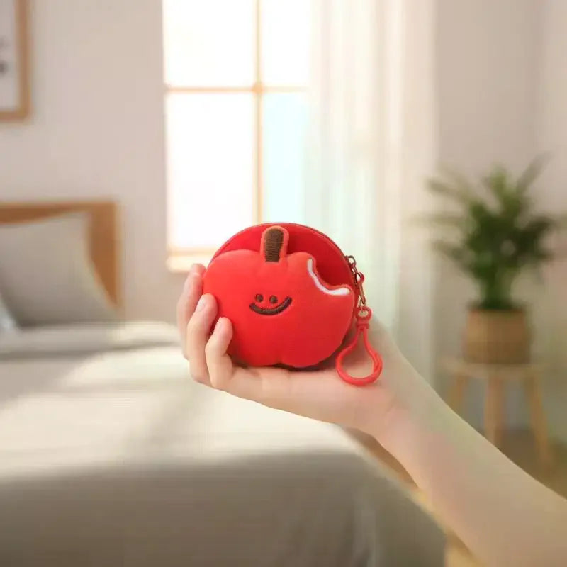 Fruit Plush Coin Purse Mini Zipper Pouch with Keychain