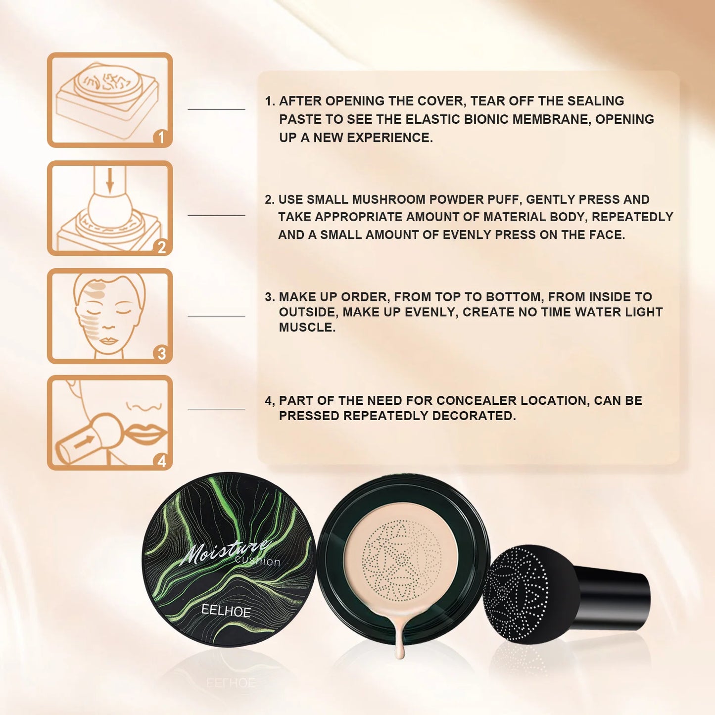 Mushroom Head Air Cushion BB Cream – Foundation & Concealer Peaceful Pleasures Health and Wellness