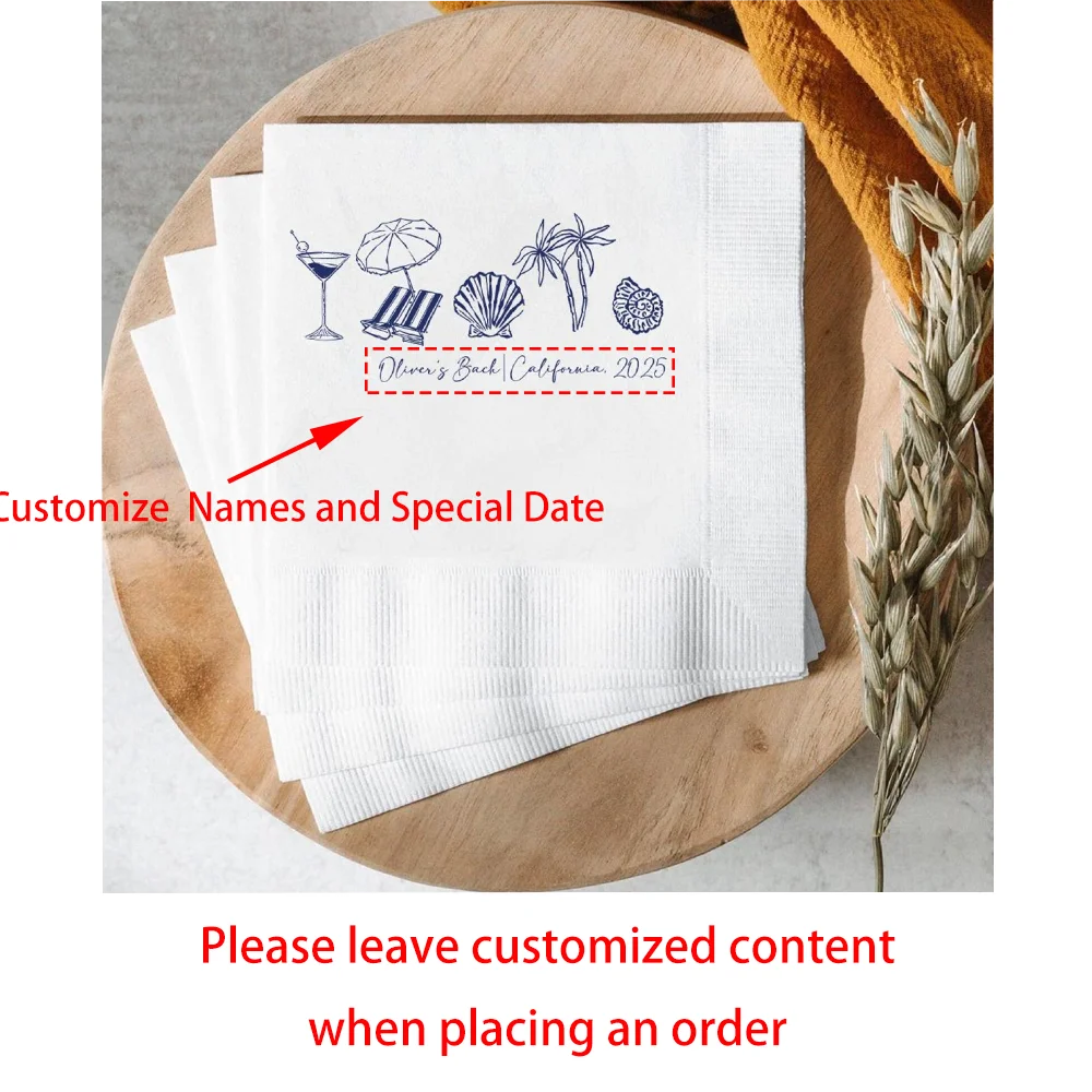 Last Toast on the Coast Custom Napkins | 20Pcs Bachelorette Custom Party Napkins Peaceful Pleasures Health and Wellness Custom Napkins 20pcs 33x33cm