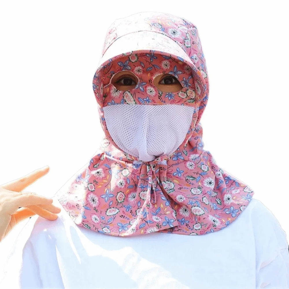 Wide Brim UV Sun Hat – Breathable Mesh Face & Neck Cover