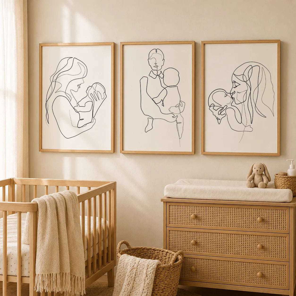 Nordic Mother & Baby Abstract Canvas Wall Art | Minimalist Print Canvas Wall Art Peaceful Pleasures Health and Wellness