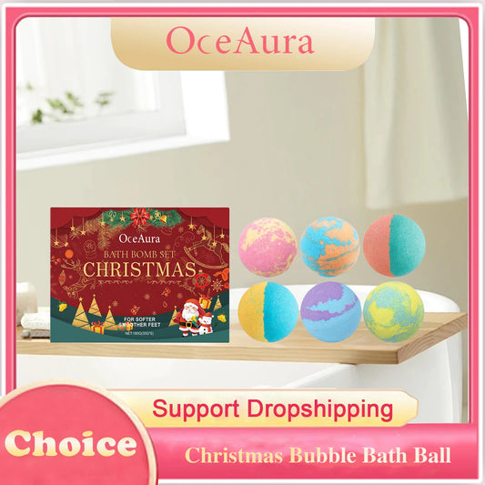Christmas Bubble Bath Ball Gift Box Relaxing Moisturizing Dry Skin Fatigue Relief Smoothing Colorful Salt Ball Bubble Bombs Set Peaceful Pleasures Health and Wellness