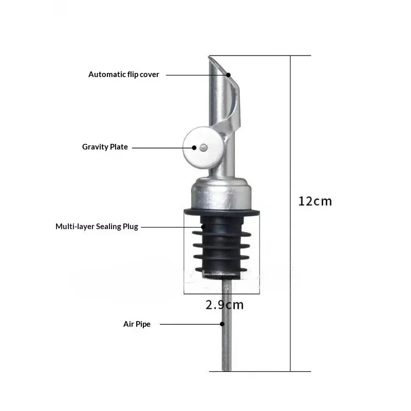 New Stainless Steel Wine Pour Nozzle, Weighted Automatic Opening, Automatic Cover Gravity Flip, Olive Oil Vinegar Bottle Stopper Peaceful Pleasures Health and Wellness