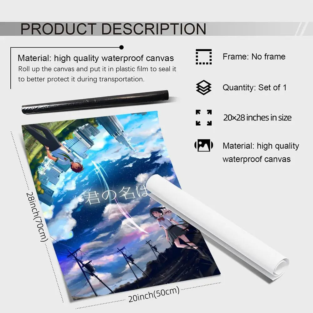 Your Name Anime Canvas Poster | Waterproof Wall Art Decor Anime Canvas Poster Peaceful Pleasures Health and Wellness