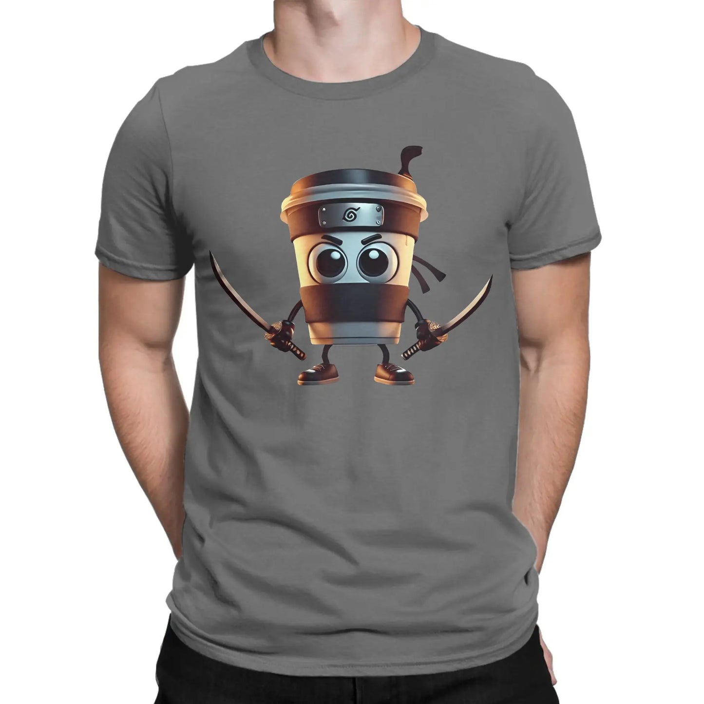 Cappuccino Assassino T Shirt Summer Italian Brainrot Meme 100 Cotton T-Shirts For Men Popular Casual Short Sleeve Y2K Funny Tee Peaceful Pleasures Health and Wellness Dark Grey L