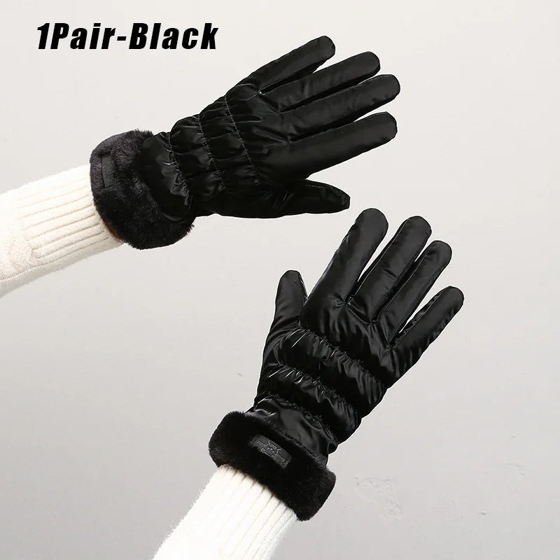 Women's Plush Full Finger Winter Skiing Gloves – Anti-Slip