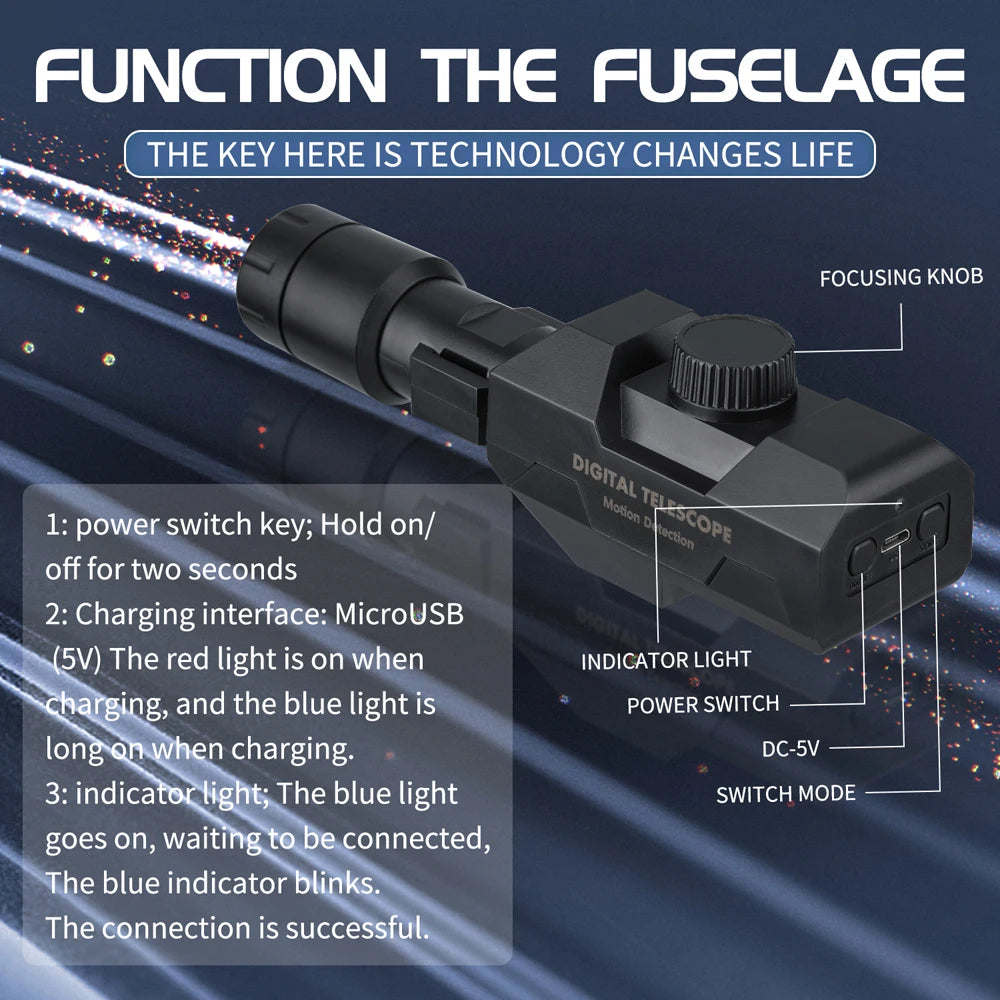 New WiFi Digital Telescope 70X Large Aperture Objective Lens 2MP Photos Video Mobile-detective Crosshairs Positioning Monocular Peaceful Pleasures Health and Wellness