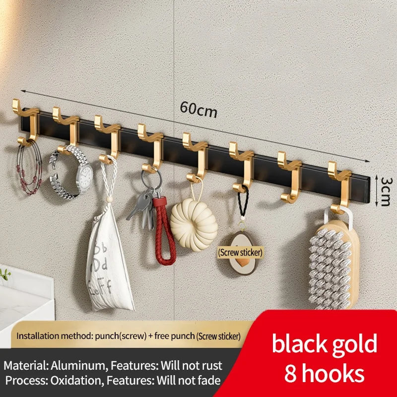 No-Drill Adjustable Door Hooks – 6-Pack Aluminum Bathroom Hooks