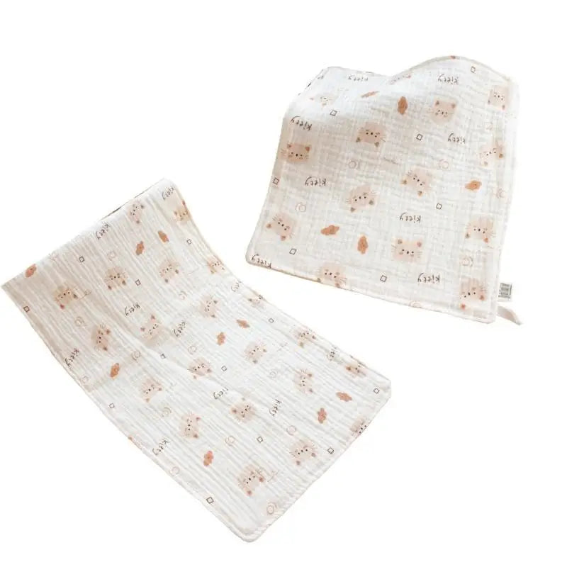 6-Layer Cotton Baby Nursing Towels | Soft Cartoon Face Cloths 2-Pack