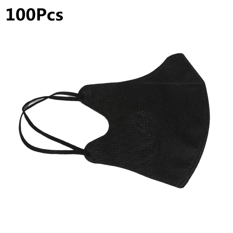 10/100Pcs Outdoor Disposable 3D Stereoscopic Face Masks Men and Women Unisex Solid Color Breathable Anti Dust Mask Peaceful Pleasures Health and Wellness Black 100pcs