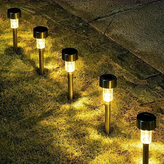 Solar Stainless Steel Pathway Lights | Waterproof Garden Stake Lamps Solar Pathway Light Peaceful Pleasures Health and Wellness