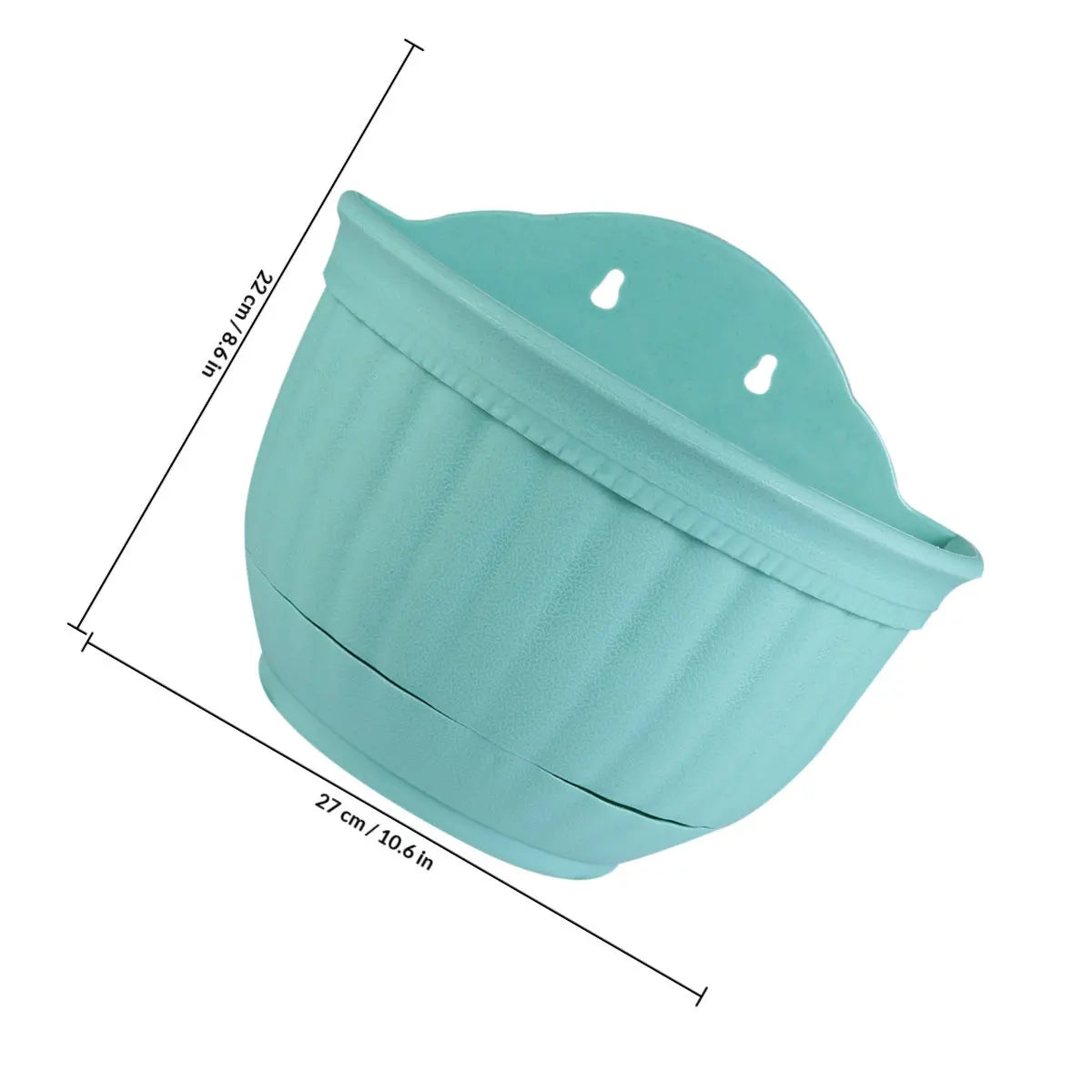 Semi-Circular Hanging Flower Pot Imitation Pattern Stable Wall Mounted Planter Decorative for Indoor Outdoor Home Office Peaceful Pleasures Health and Wellness