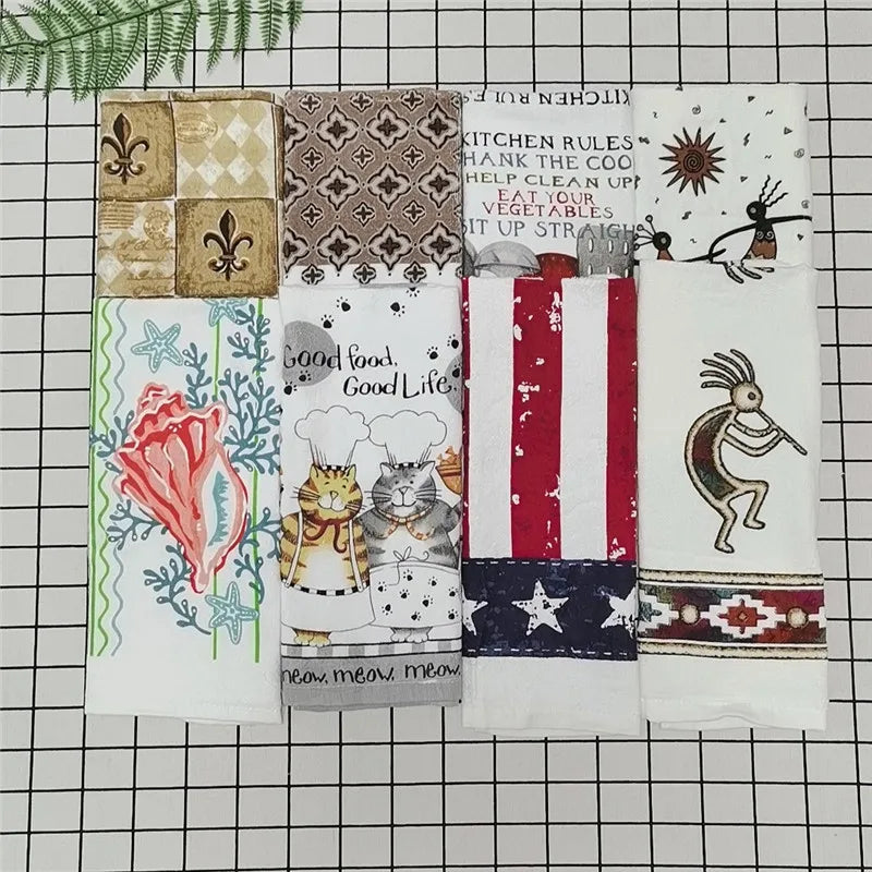 5-Pack 100% Cotton Printed Kitchen Tea Towels | 41x64cm