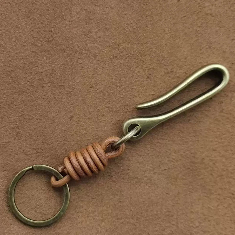 Vintage Cowhide Leather Keychain – U-Shape Belt Hook | Men's Gift