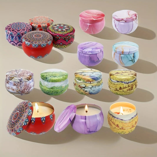 4-Pack Reusable Flower Tinplate Candle Tins with Lids Tin Candle Jars Peaceful Pleasures Health and Wellness