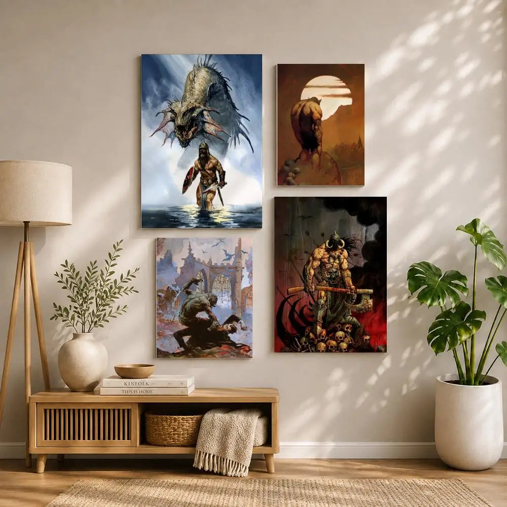 Frank Frazetta HD Poster – Self-Adhesive Waterproof Wall Art Wall Art Poster Peaceful Pleasures Health and Wellness