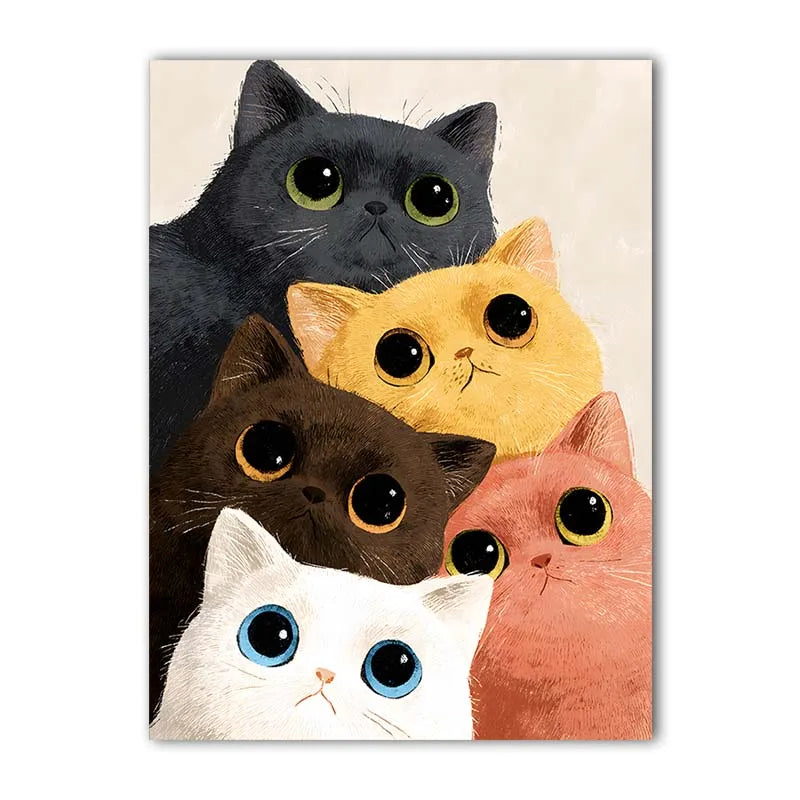 Nordic Wall Art Cute Stacked Cats Animals Canvas Painting Nordic Style Poster Prints Bedroom Living Room Wall Decor Peaceful Pleasures Health and Wellness 04 15x20cm No Frame China Mainland