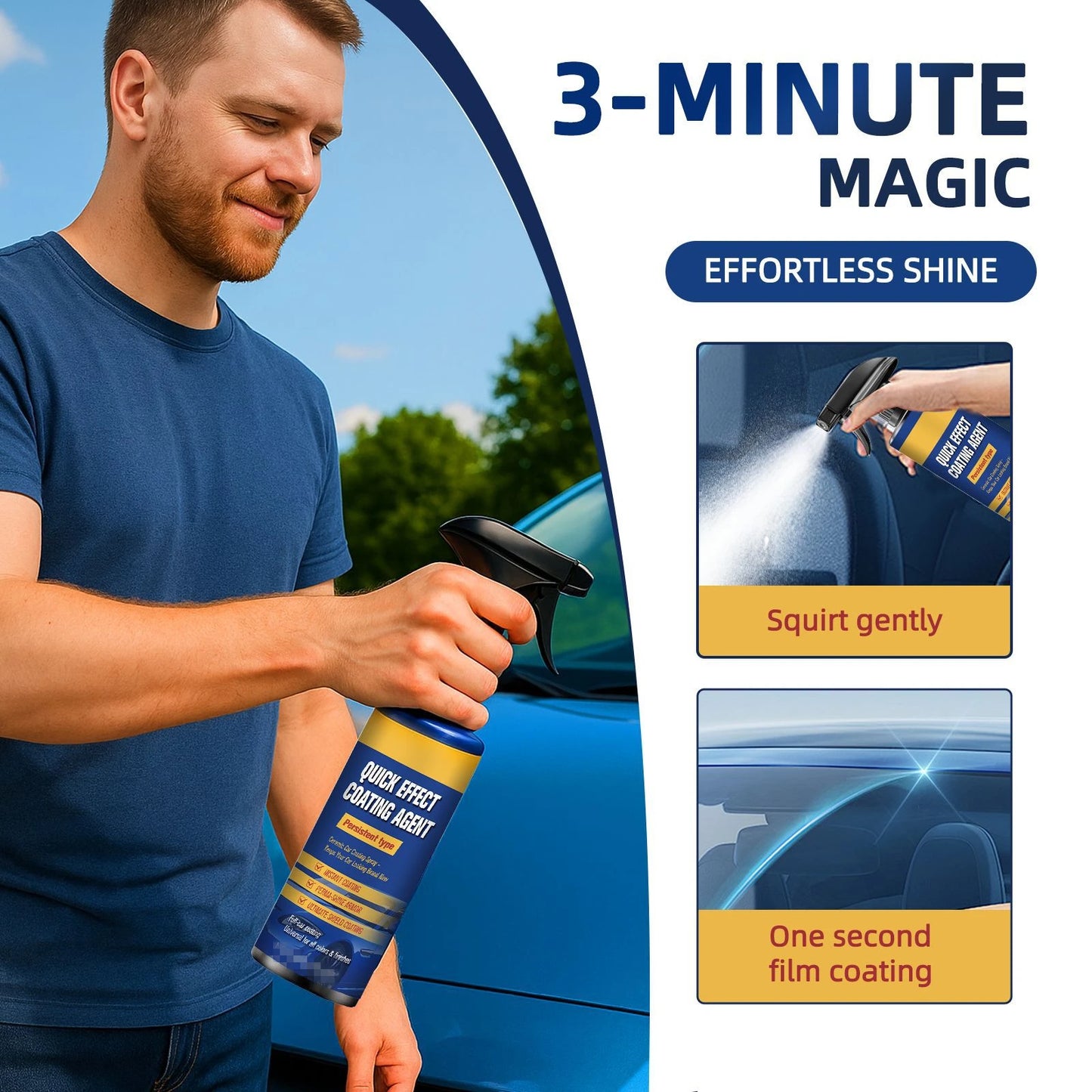 Car Coating Spray Quick Effect Coating Agent Coat Car Wax Car Scratch Wax Coating Spray Oil Film Emulsion Glass Cleaner Peaceful Pleasures Health and Wellness