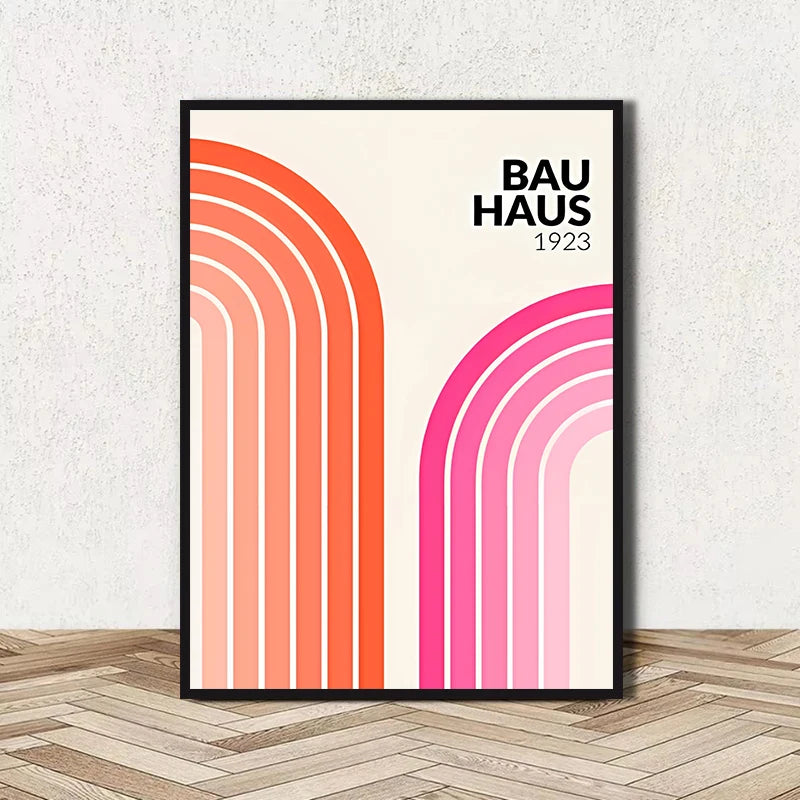 Abstract BAUHAUS art poster, line geometric pattern canvas art painting used for room wall and living room decoration, framel Peaceful Pleasures Health and Wellness