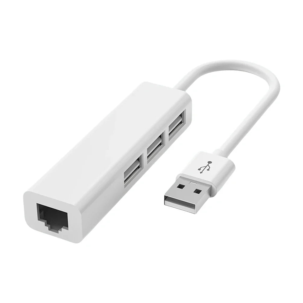 4-in-1 USB-C to RJ45 Ethernet Adapter + 3-Port USB 2.0 Hub