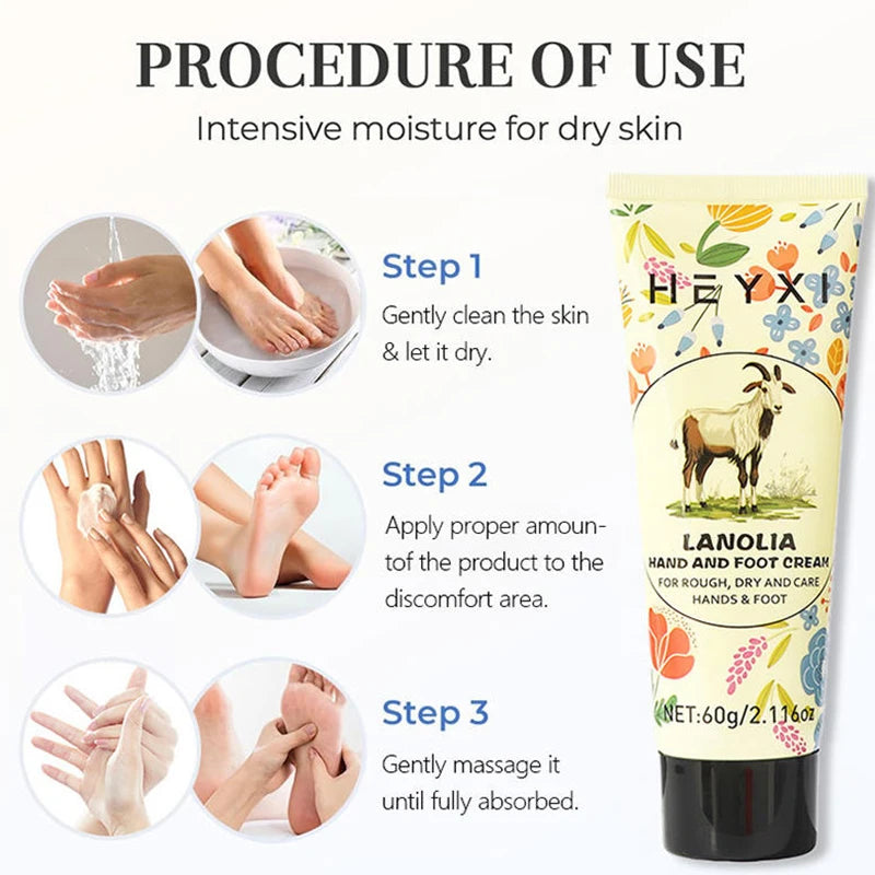 Lanolin Hand & Foot Cream Long-lasting Moisturizing Gentle Repair Chapped Skin Relieve Dryness Nourishing Smooth Skin Care Cream Peaceful Pleasures Health and Wellness