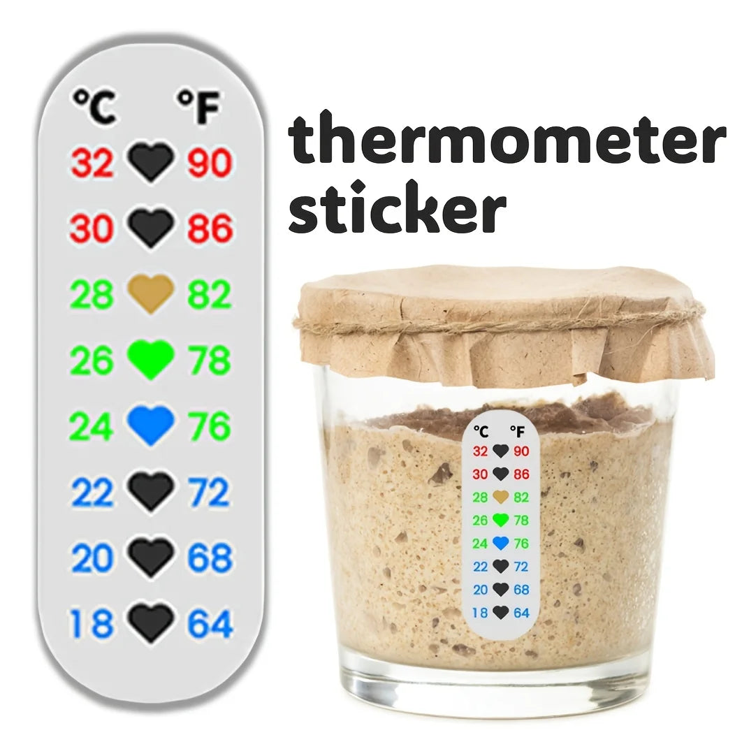 1pc Acid Bread Fermentation Glass Jar Temperature Sticker, Heart Shape Fermentation Thermometer Patch, 18-32 Degree Celsius Peaceful Pleasures Health and Wellness