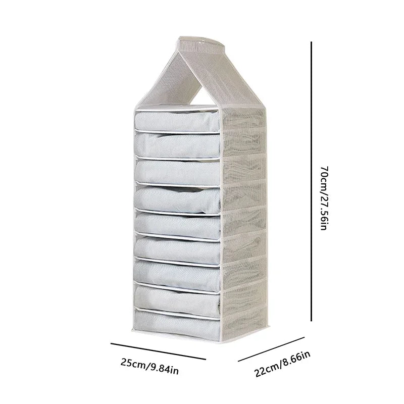 Underwear Organizer Hanging Organizers Clothes Cover Pants Hanger Clothing Storage Dormitory Wardrobe Family Layered Home Garden Peaceful Pleasures Health and Wellness 9 Grids white A S