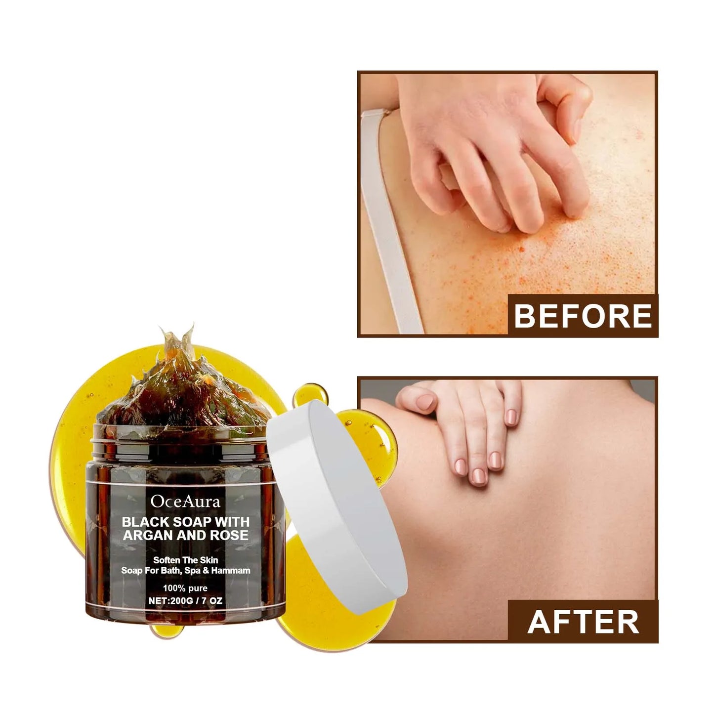 OceAura Black Beldi Soap Argan & Rose 200g – Body Scrub